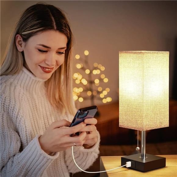 Bedside Lamps for Bedrooms Set of 2 - Table Lamps for Nightstand with USB Ports - Picture 5 of 5